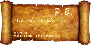 Platzkó Bató névjegykártya